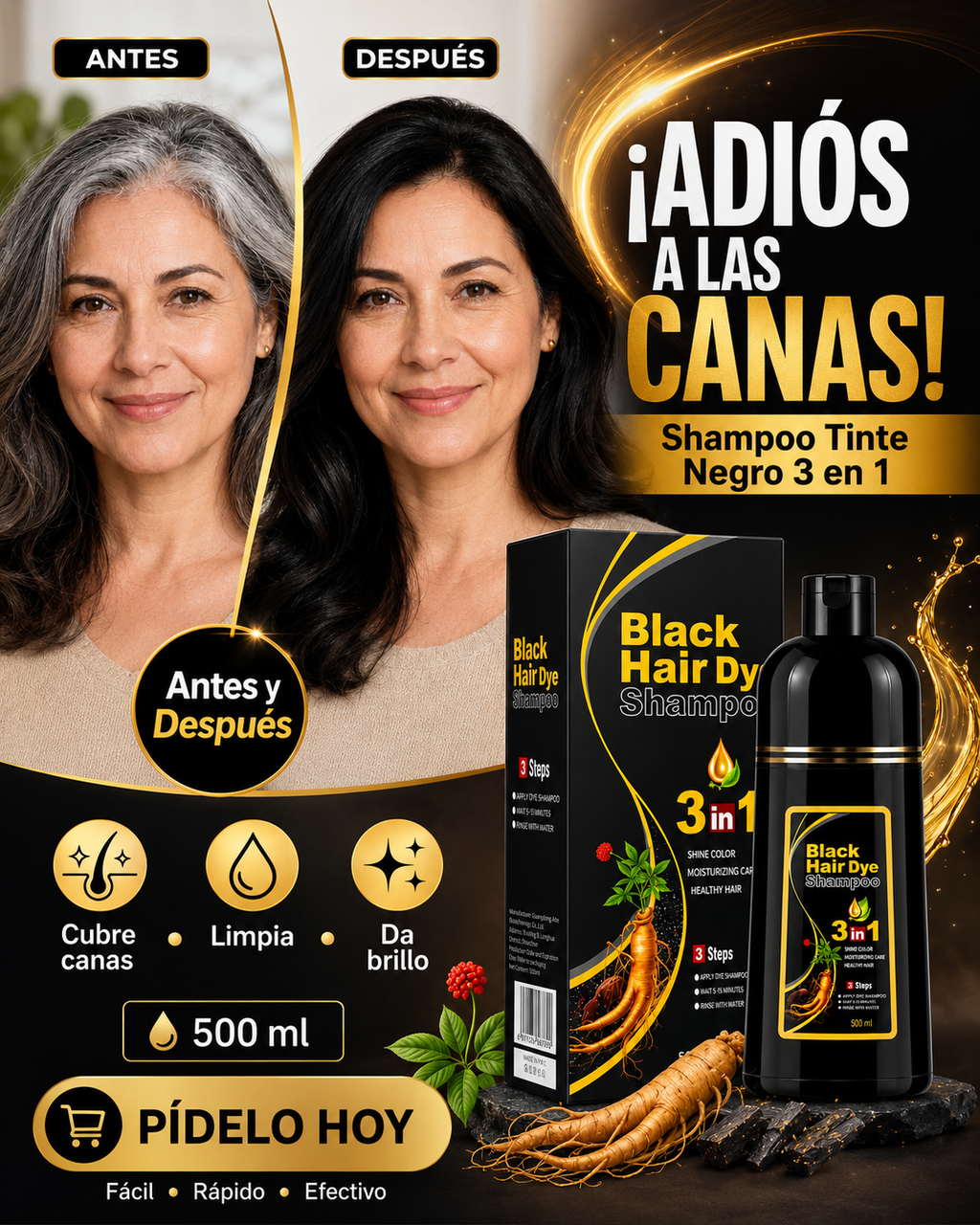 Shampoo Cubre Canas 3 en 1 - 500 ml